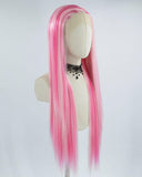 Mixed Pink Synthetic Lace Front Wig WW397