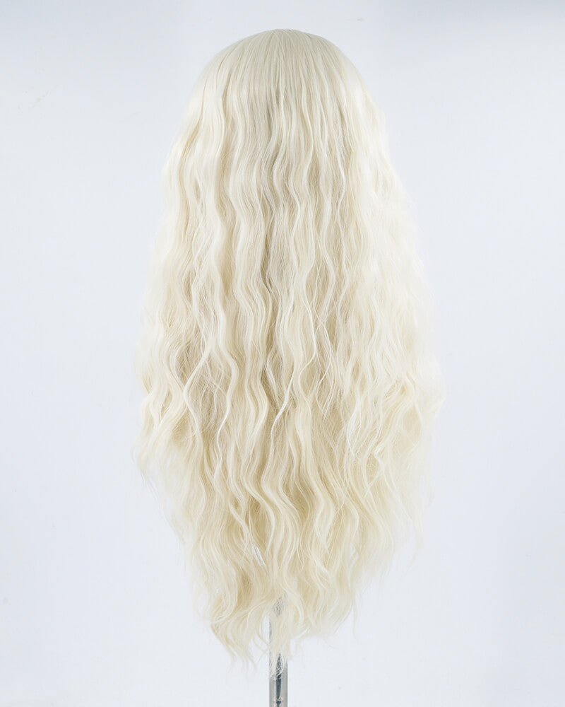 Platinum Blonde Curly Synthetic Lace Front Wig WW334