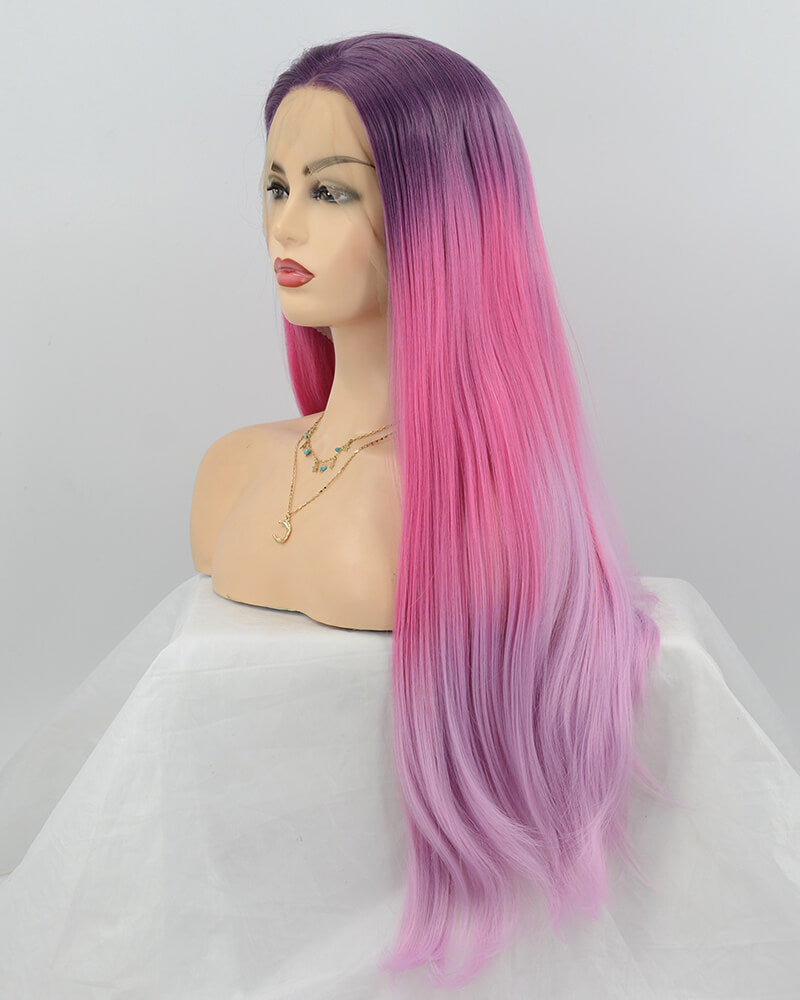 Purple Pink Synthetic Lace Front Wig WT035