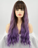 Long Purple Hard Front Wig HW030
