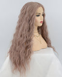 Dusty Rose Gold Curly Synthetic Lace Front Wig WT116