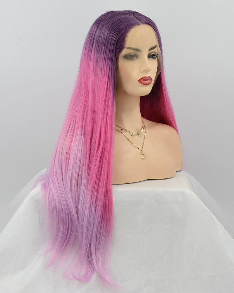 Purple Pink Synthetic Lace Front Wig WT035