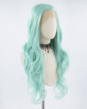 Long Green Blue Synthetic Lace Front Wig WT020