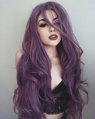Long Purple Synthetic Lace Front Wigs WT004