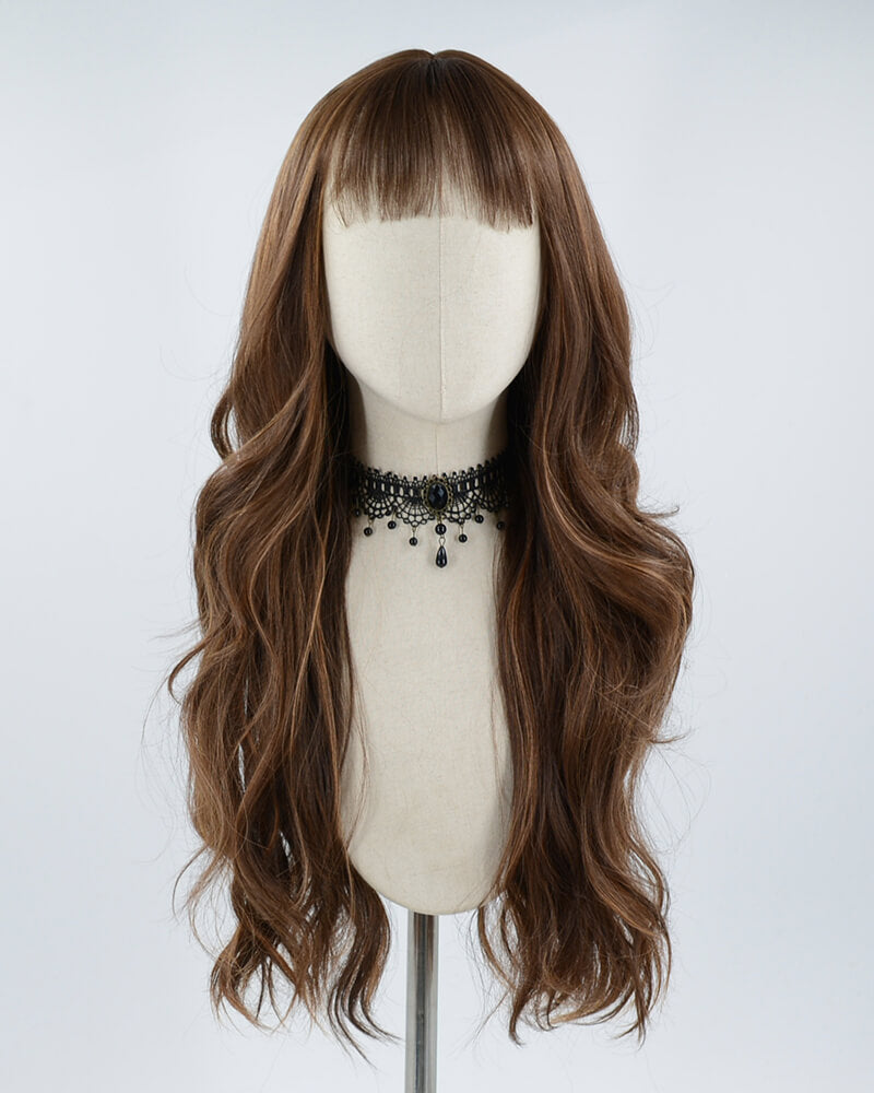Brown Wavy Long Synthetic Wig HW222