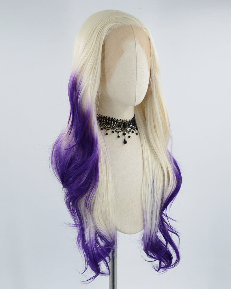 Blonde Purple Synthetic Lace Front Wig WT101