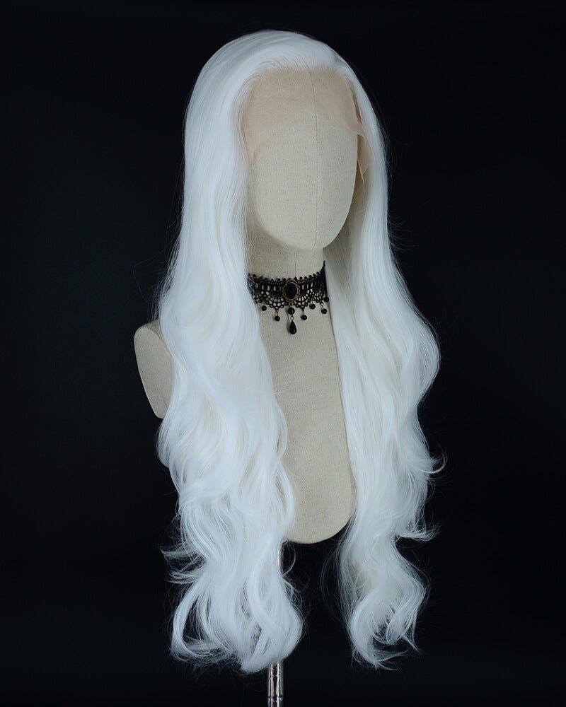 White Wavy Synthetic Lace Front Wig WW039