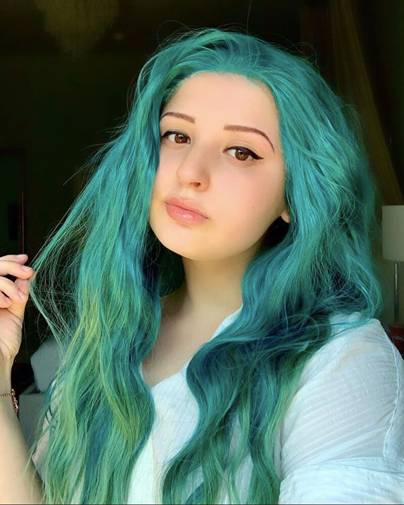 Curly Ombre Green Synthetic Lace Front Wig WT132