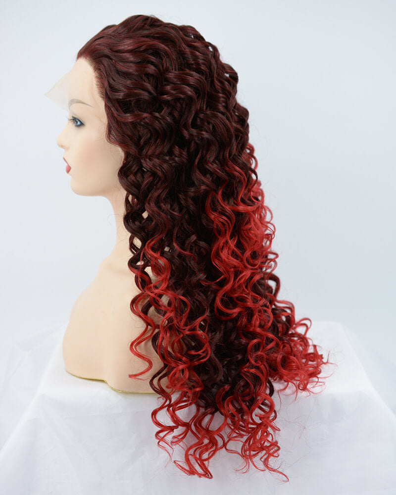 Ombre Red Synthetic Lace Front Wig WW119