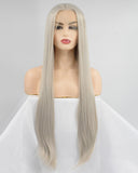 30 Inch Long Grey Synthetic Lace Front Wig WT150