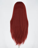 Wine Red Long Straight Synthetic Lace Front Wig WW300