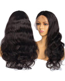 13*6 Natural Black Body Wavy Human Hair Wig HT027