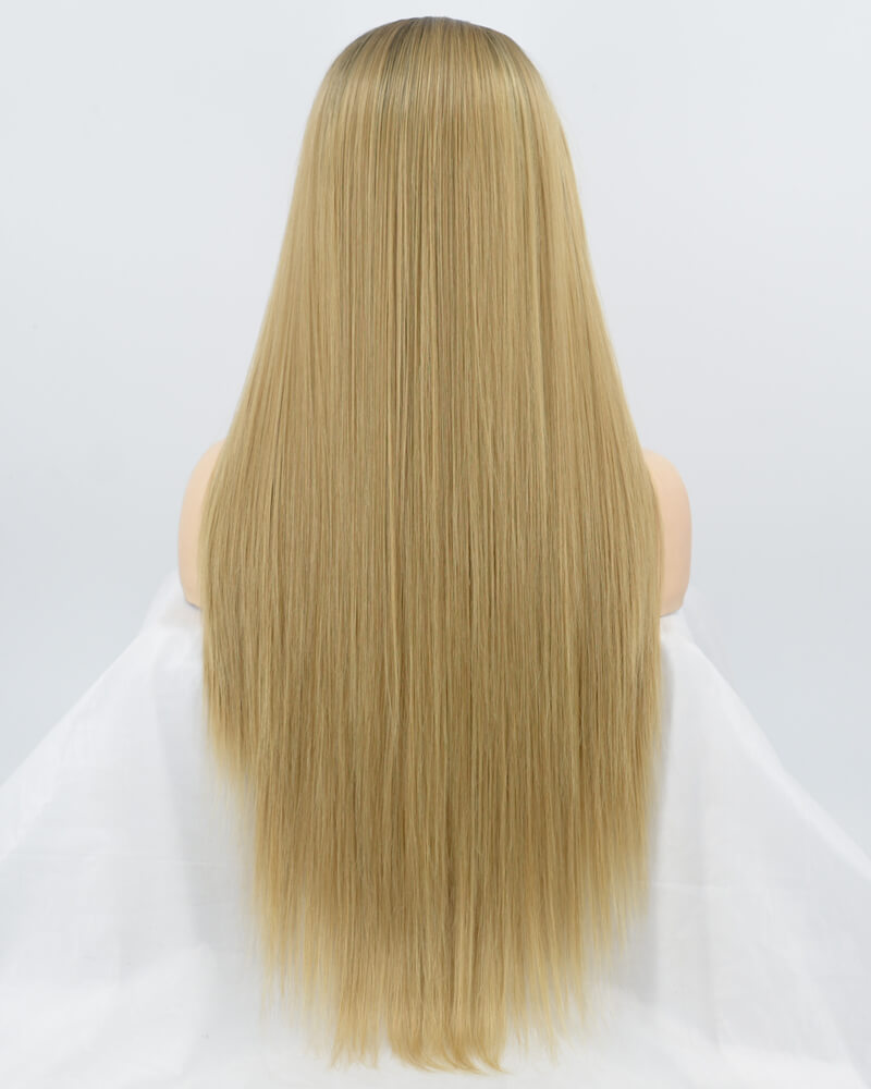 Straight Blonde Synthetic Lace Front Wig WT077