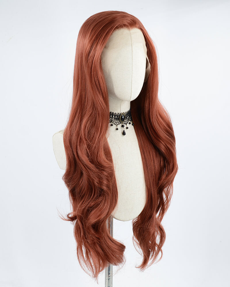 Cooper Red Wavy Synthetic Lace Front Wig WW040