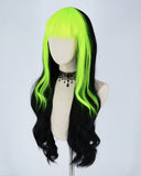 Neon Green Black Synthetic Wig HW127
