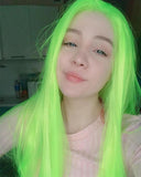 Neon Green Straight Synthetic Lace Front Wig WW071