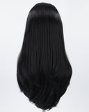 24 Inch Platinum Streaked Black Synthetic Lace Front Wig WW285