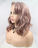 Peach Pink Curly Synthetic Lace Front Wig WT130
