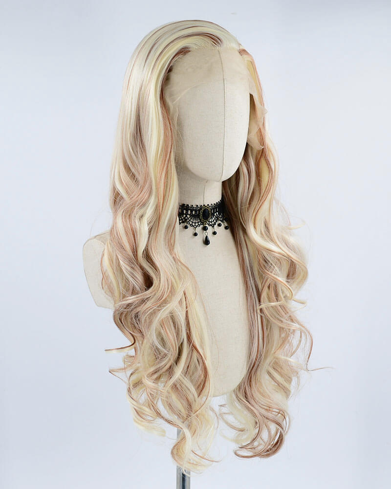 Mixed Blonde Brown Synthetic Lace Front Wig WW360