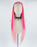 Pink Streaked Synthetic Lace Front Wig WW383