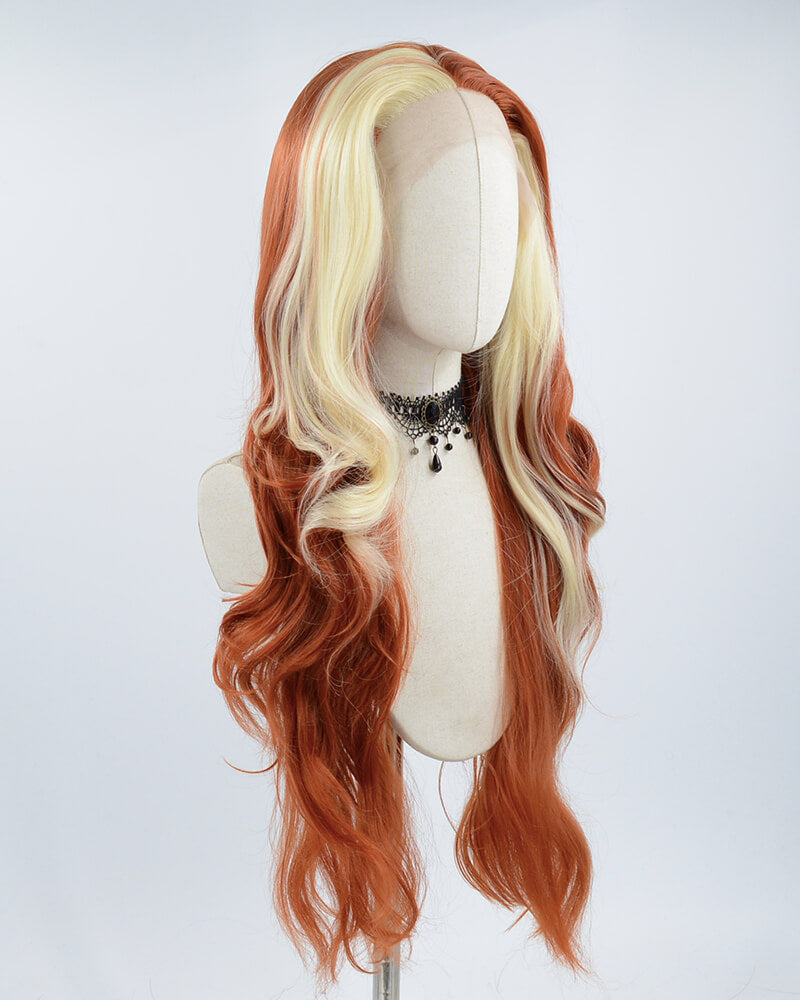 Cooper Red Blonde Long Synthetic Lace Front Wig WW489