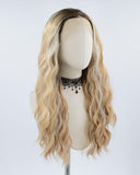 Ombre Blonde Brown Curly Synthetic Lace Front Wig WW373