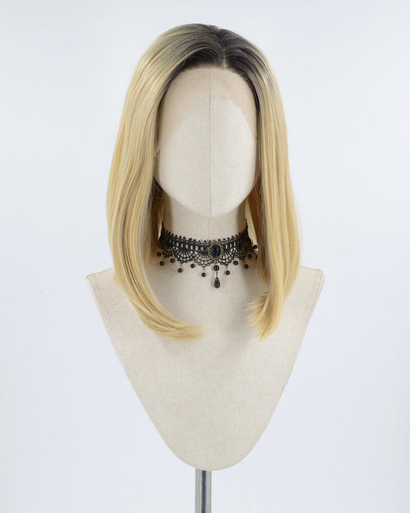 Short Ombre Blonde Synthetic Lace Front Wig WT026