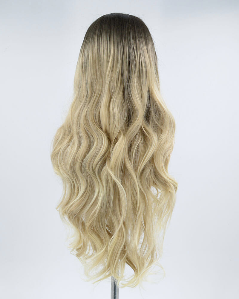 Dark Root Blonde Synthetic Lace Front Wig WT104