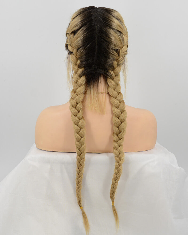 Braid Blonde Synthetic Lace Front Wig With Baby Hair WT060