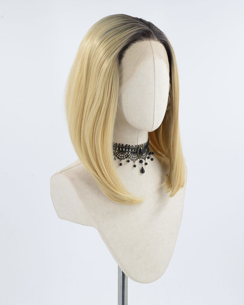 Short Ombre Blonde Synthetic Lace Front Wig WT026