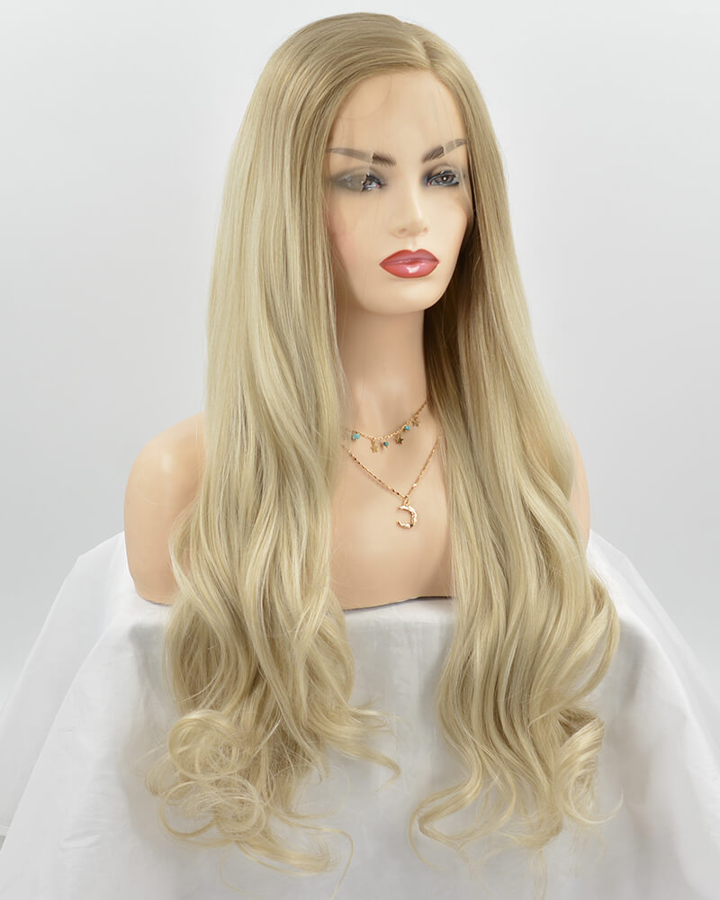 Ombre Blonde Wavy Synthetic Lace Front Wig WT177