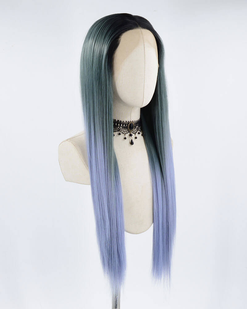 Ombre Blue Synthetic Lace Front Wig WT048