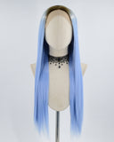 Straight Blue Synthetic Lace Front Wig WT127