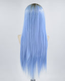 Straight Blue Synthetic Lace Front Wig WT127