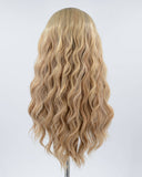 Ombre Blonde Brown Curly Synthetic Lace Front Wig WW373