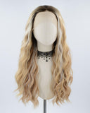 Ombre Blonde Brown Curly Synthetic Lace Front Wig WW373