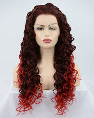 Ombre Red Synthetic Lace Front Wig WW119