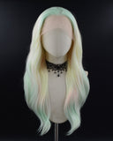 Mixed Color Green Yellow Pink Synthetic Lace Front Wig WW459
