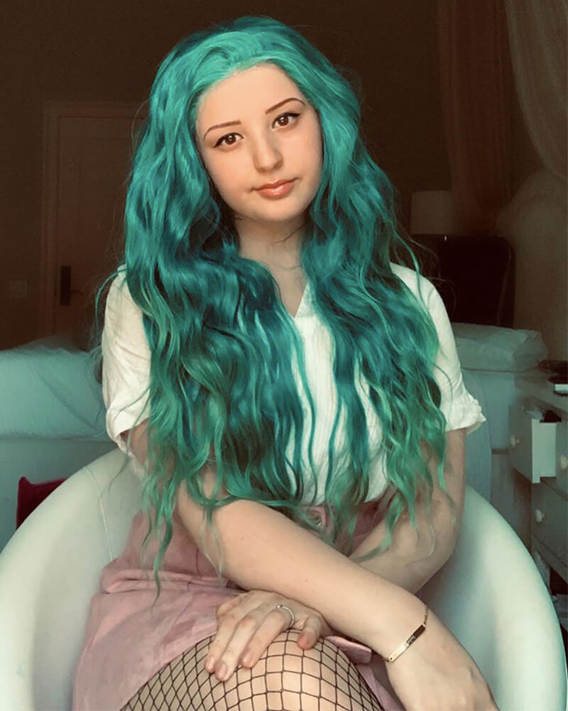Curly Ombre Green Synthetic Lace Front Wig WT132