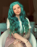 Curly Ombre Green Synthetic Lace Front Wig WT132
