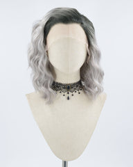 Ombre Gray Curly Synthetic Lace Front Wig WW009