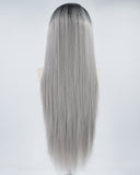 Ombre Gray Synthetic Lace Front Wig WT055