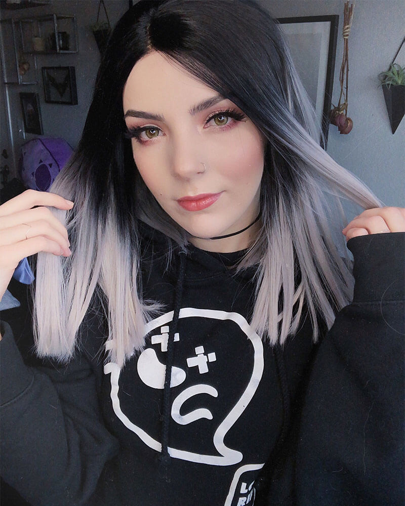 Ombre Grey Short Bob Synthetic Lace Front Wigs WT018