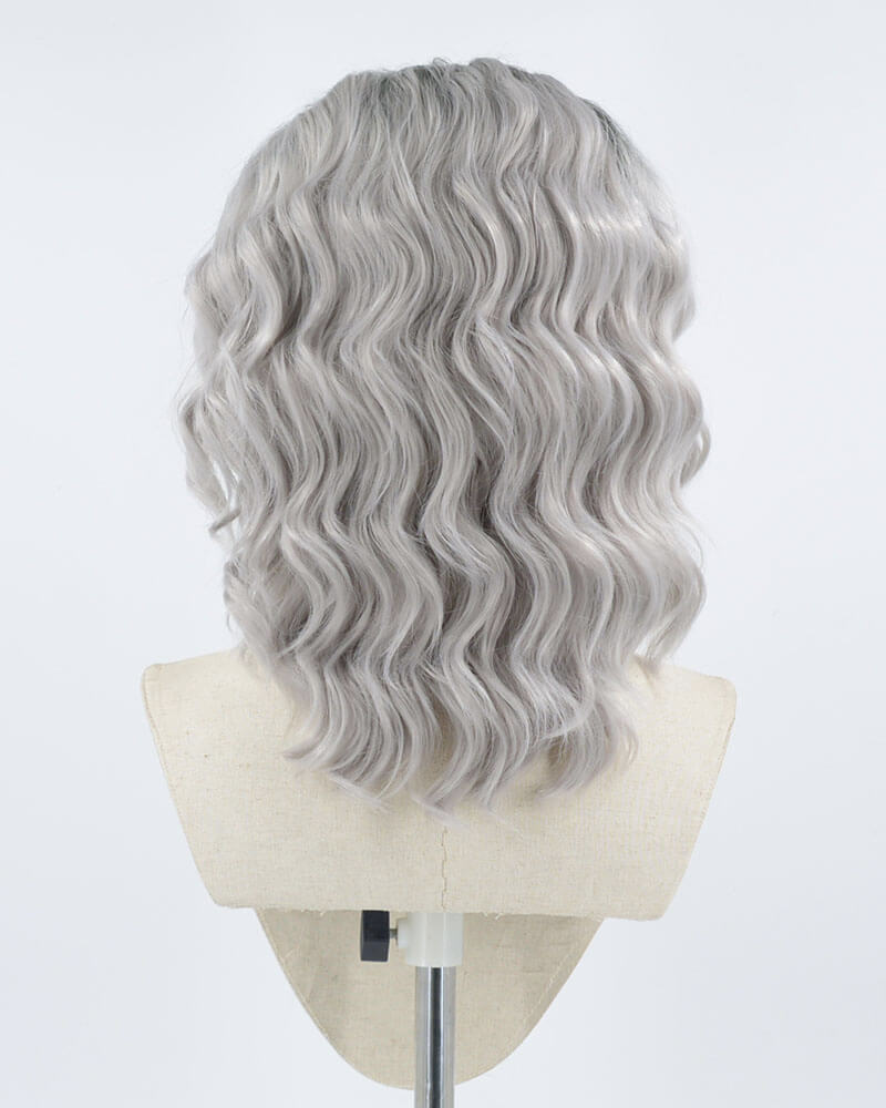 Ombre Gray Curly Synthetic Lace Front Wig WW009