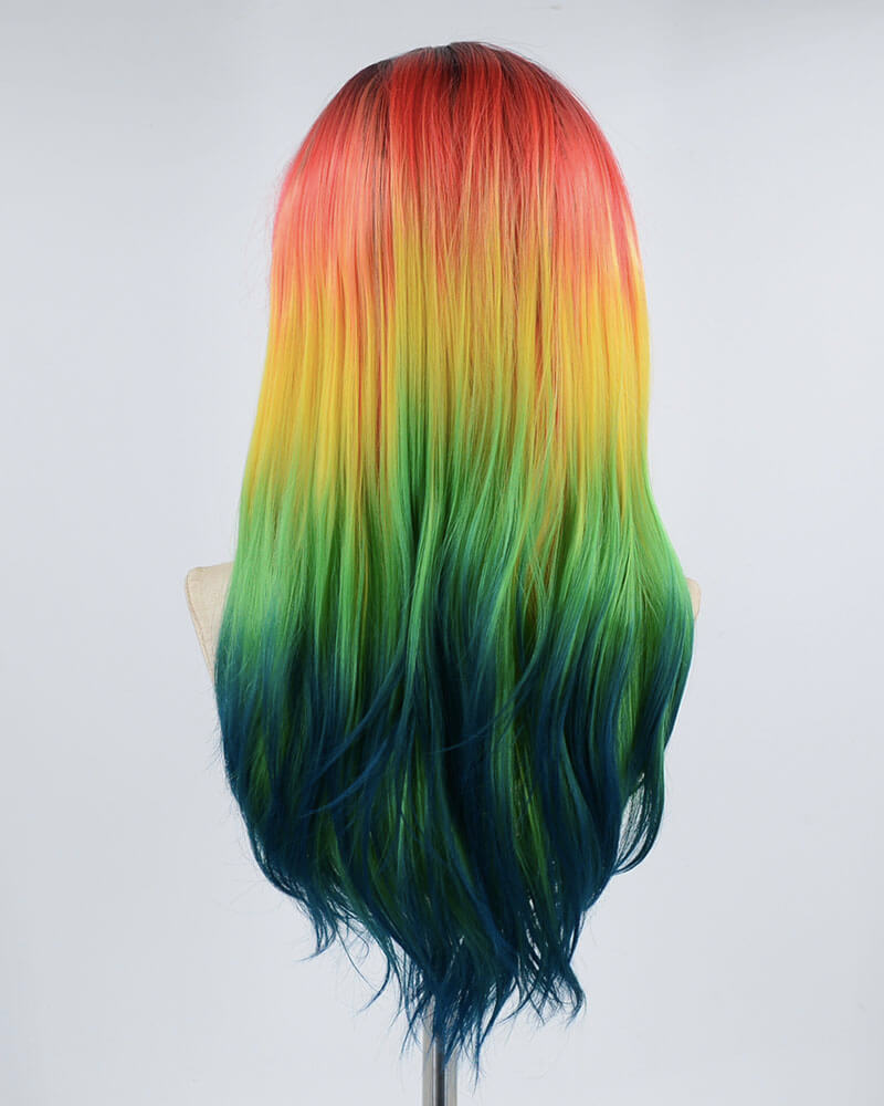Ombre Yellow Green Synthetic Lace Front Wig WW435