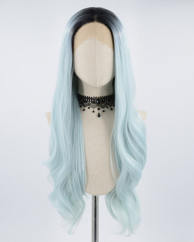Pastel Green Long Wavy Synthetic Lace Front Wig WT021
