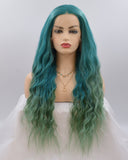 Curly Ombre Green Synthetic Lace Front Wig WT132