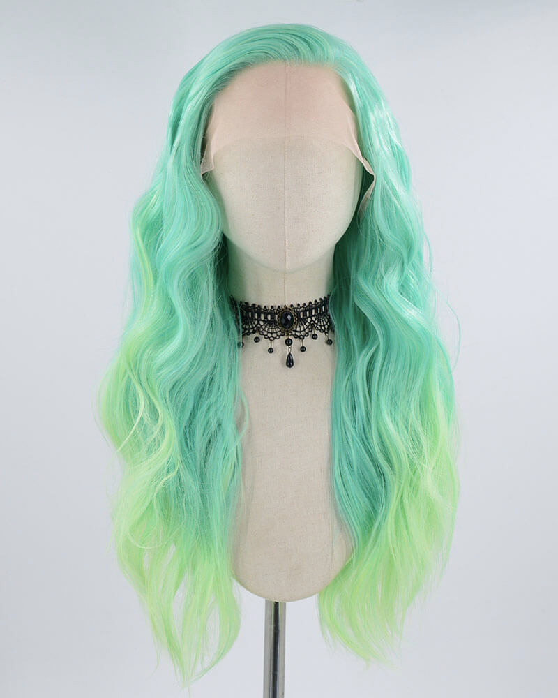 Mint Green Long Synthetic Lace Front Wig WW404