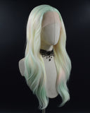 Mixed Color Green Yellow Pink Synthetic Lace Front Wig WW459