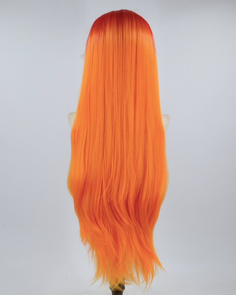 30 Inch Ombre Orange Synthetic Lace Front Wig WW550